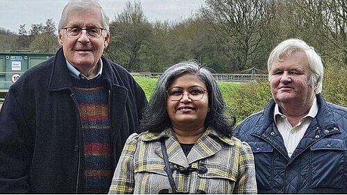 Cllr Alan Dean, Smitha Rajesh & Cllr Geoffrey Sell at Stansted sewage works